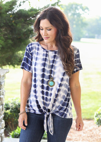 Time After Time Tie Dye Top-Navy