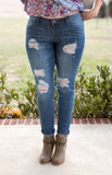 Distressed Medium Wash Skinny Jeans