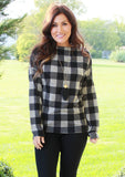 For The Love Of Plaid Off Shoulder Top- Taupe